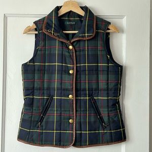 Lauren Ralph Lauren Plaid Vest with Leather Accents